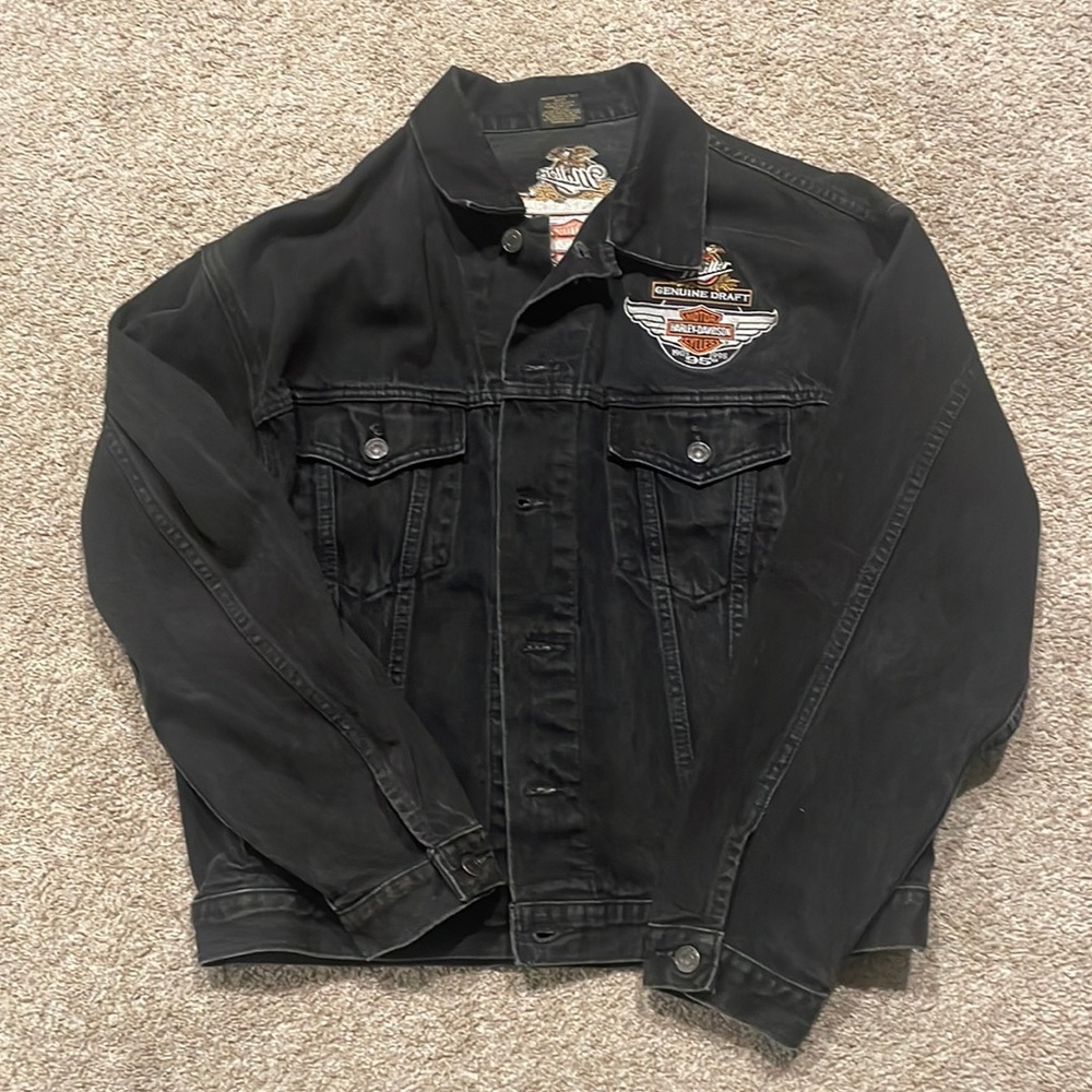 Harley Davidson Black Jean Jacket, Size: M